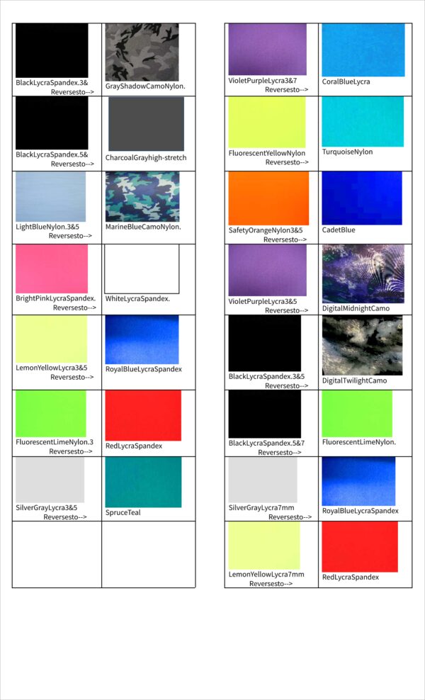 Neoprene Color Chart Image